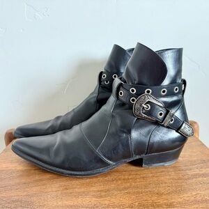 Saint Laurent Black Western Duckies Ducky boots by Hedi Slimane